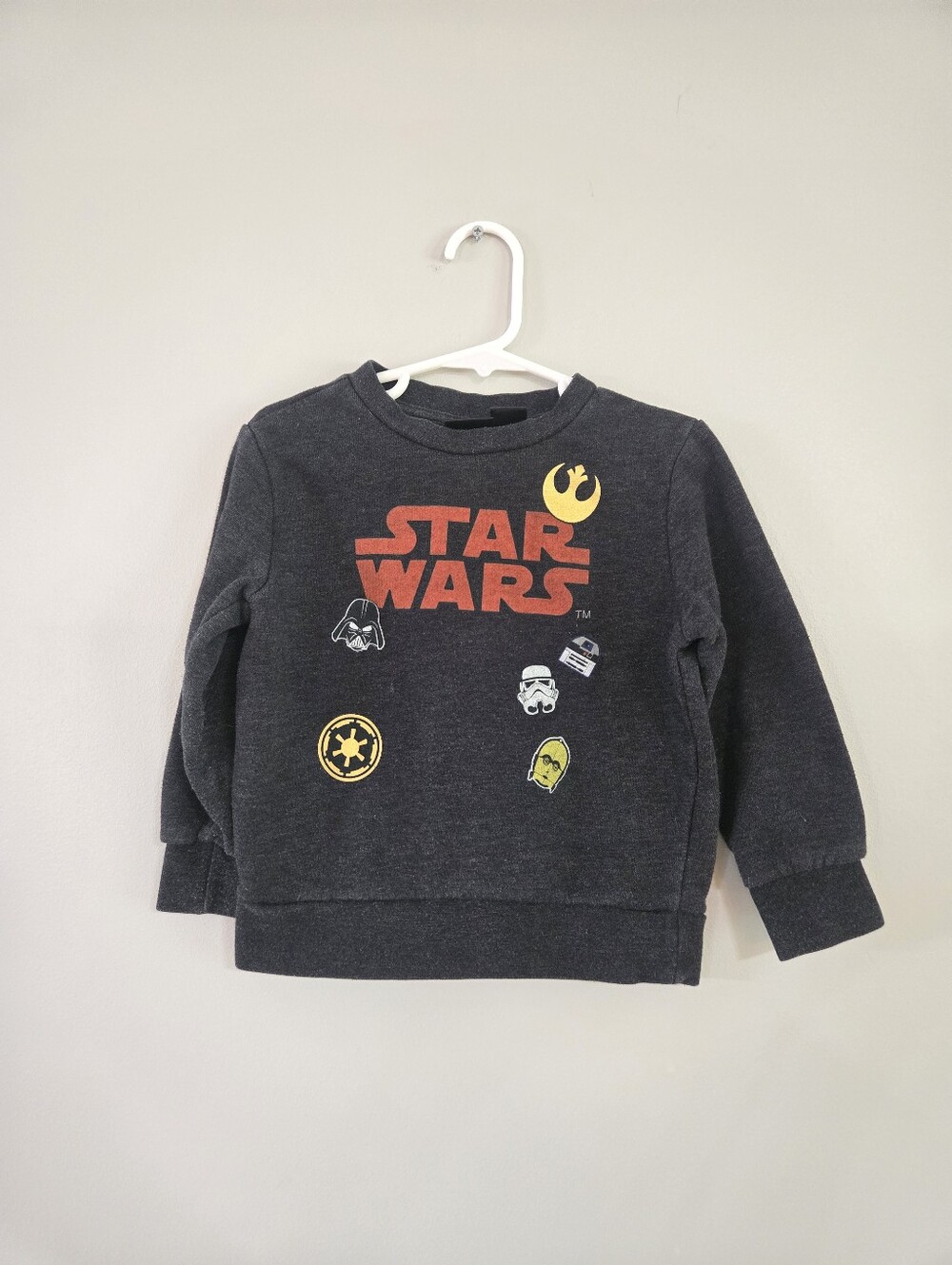 Star Wars Boys Sweatshirt Size 3T Darth Vader Stormtrooper R2-D2 Gray
